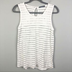 LOVEAPPELLA | Striped Tank Top Knit Detail White M